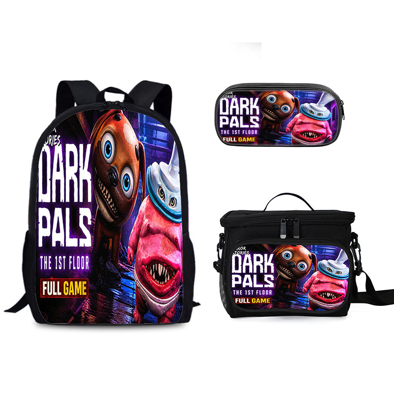 Dark Pals Schoolbag Backpack Lunch Bag Pencil Case 3pcs Set Gift for Kids Students