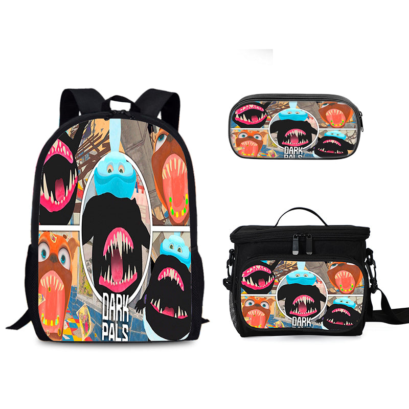 Dark Pals Schoolbag Backpack Lunch Bag Pencil Case 3pcs Set Gift for Kids Students