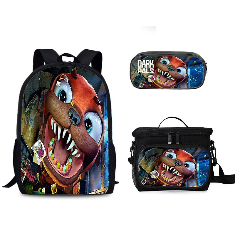 Dark Pals Schoolbag Backpack Lunch Bag Pencil Case 3pcs Set Gift for Kids Students