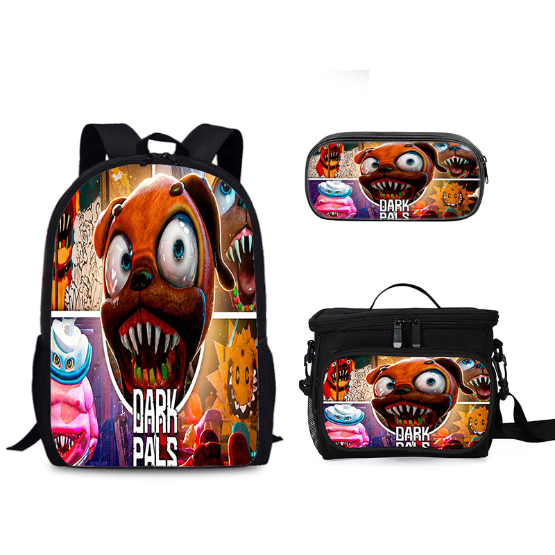 Dark Pals Schoolbag Backpack Lunch Bag Pencil Case 3pcs Set Gift for Kids Students