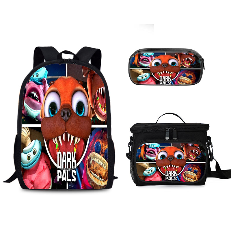 Dark Pals Schoolbag Backpack Lunch Bag Pencil Case 3pcs Set Gift for Kids Students