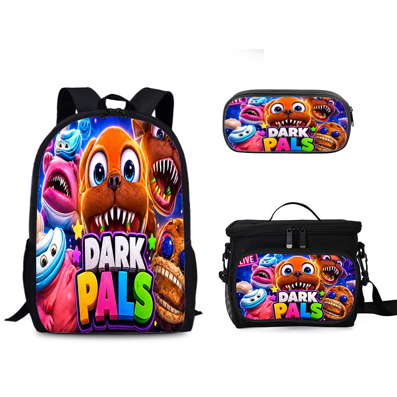 Dark Pals Schoolbag Backpack Lunch Bag Pencil Case 3pcs Set Gift for Kids Students
