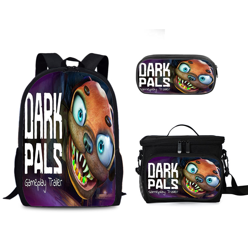 Dark Pals Schoolbag Backpack Lunch Bag Pencil Case 3pcs Set Gift for Kids Students