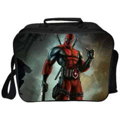 Deadpool PU Leather Portable Lunch Box School Tote Storage Picnic Bag