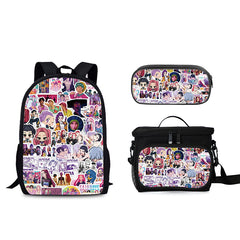 Demon Hunters Schoolbag Backpack Lunch Tote Pencil Case 3pcs Set Gift for Kids Students