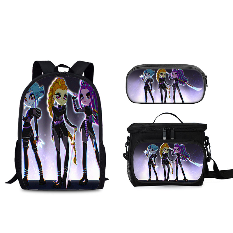 Demon Hunters Schoolbag Backpack Lunch Tote Pencil Case 3pcs Set Gift for Kids Students