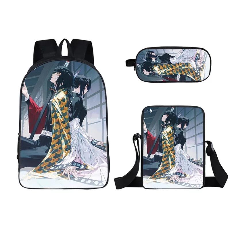 Demon Slayer Kimetsu no Yaiba Kamado Nezuk 3pcs Set School Bag Backpack Lunch Box Book Pencil Bags