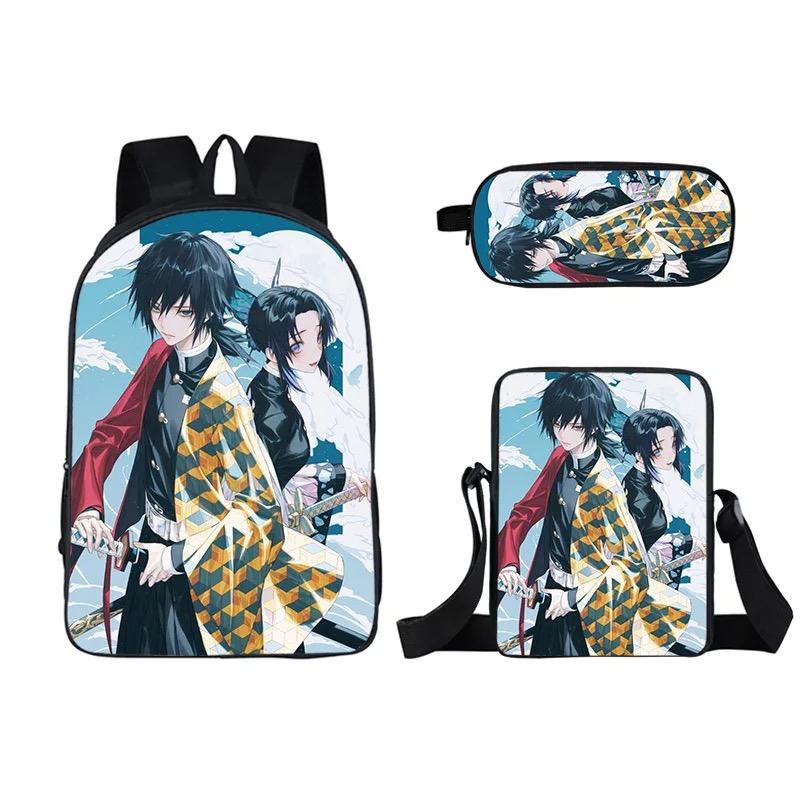 Demon Slayer Kimetsu no Yaiba Kamado Nezuk 3pcs Set School Bag Backpack Lunch Box Book Pencil Bags