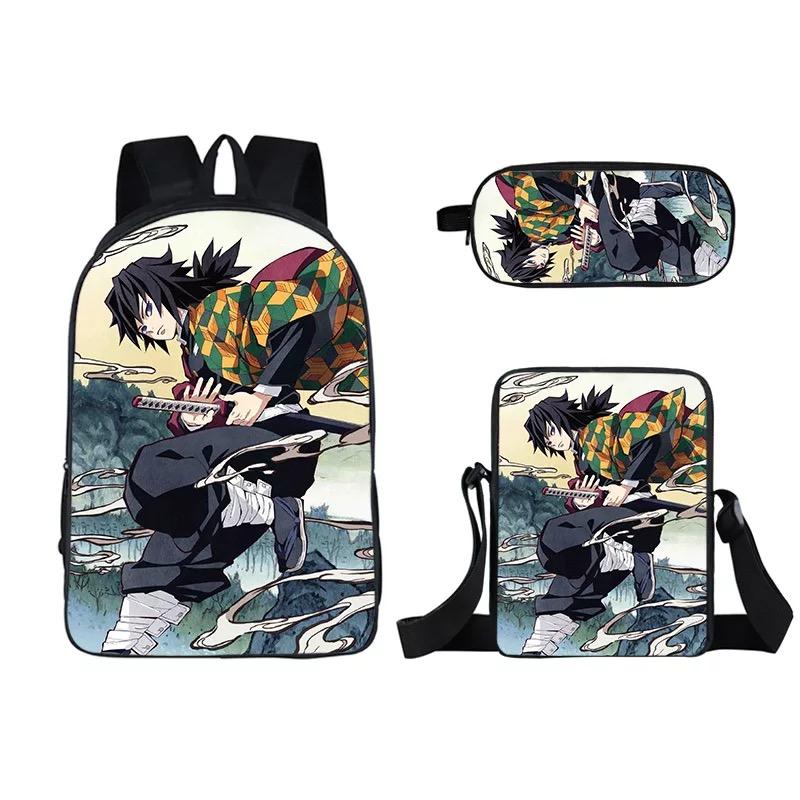 Demon Slayer Kimetsu no Yaiba Kamado Nezuk 3pcs Set School Bag Backpack Lunch Box Book Pencil Bags