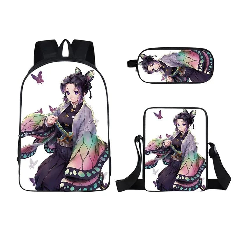 Demon Slayer Kimetsu no Yaiba Kamado Nezuk 3pcs Set School Bag Backpack Lunch Box Book Pencil Bags