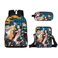 Demon Slayer Kimetsu no Yaiba Kamado Nezuk 3pcs Set School Bag Backpack Lunch Box Book Pencil Bags