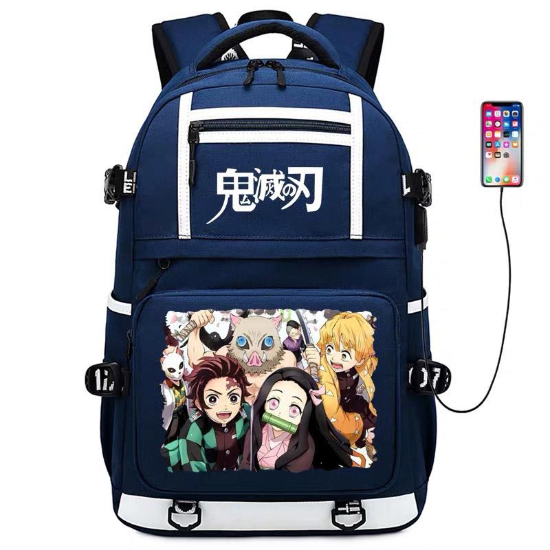Demon Slayer Kimetsu no Yaiba USB Charging Backpack School NoteBook Laptop Travel Bags