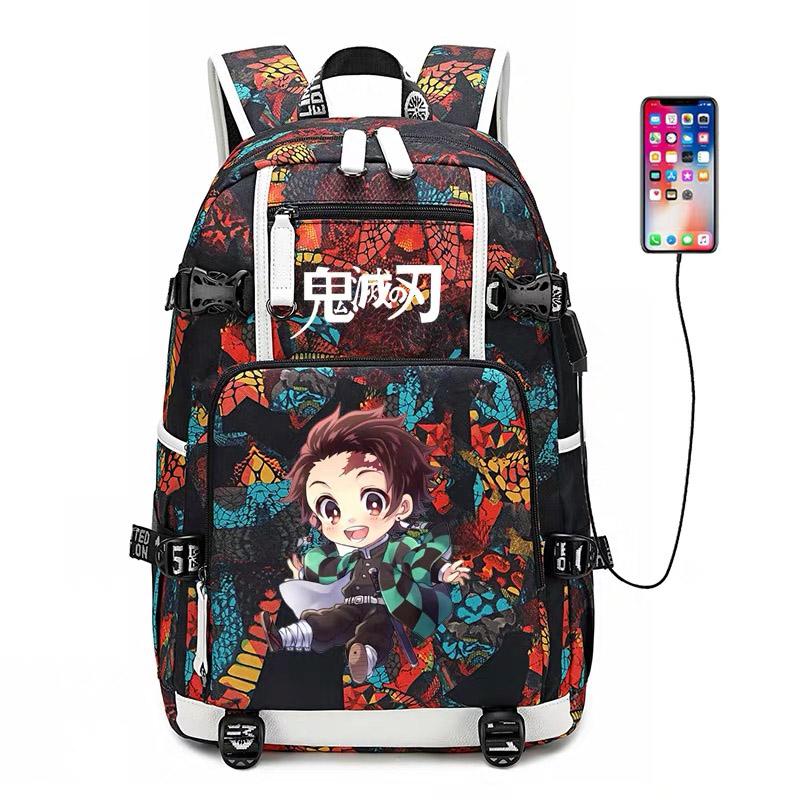 Demon Slayer Kimetsu no Yaiba USB Charging Backpack School NoteBook Laptop Travel Bags