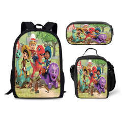Dino Ranch Schoolbag Backpack Lunch Bag Pencil Case 3pcs Set Gift for Kids Students