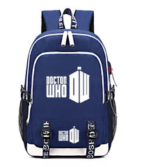 Doctor Who USB Charging Backpack School Note Book Laptop Travel Bags Luminous