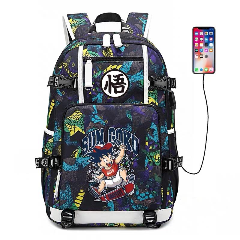 Dragon Ball Goku  USB Charging Backpack School NoteBook Laptop Travel Bags
