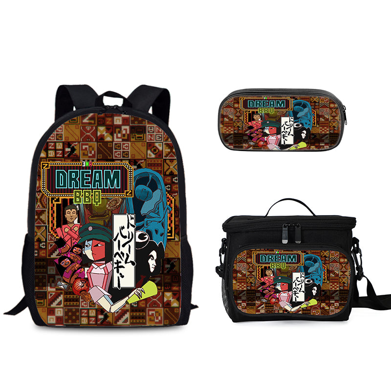 ENA dream BBQ Schoolbag Backpack Lunch Bag Pencil Case 3pcs Set Gift for Kids Students