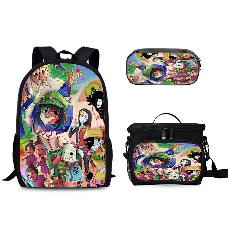 ENA dream BBQ Schoolbag Backpack Lunch Bag Pencil Case 3pcs Set Gift for Kids Students