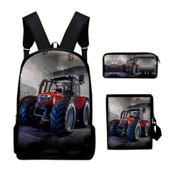 Farm Tractor School Bag Backpack Lunch Box Book Pencil Bags Set