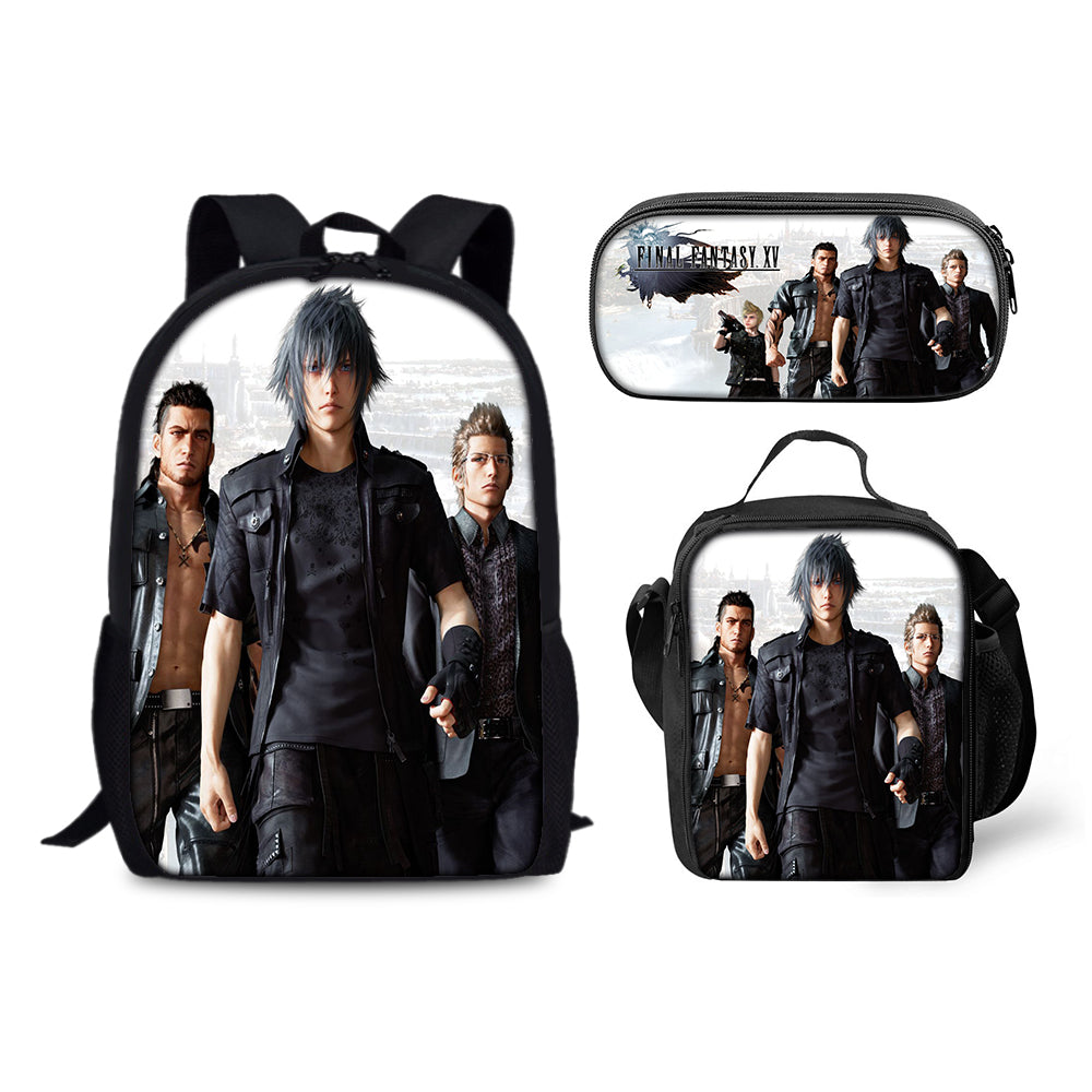 Final Fantasy Schoolbag Backpack Lunch Bag Pencil Case 3pcs Set Gift for Kids Students