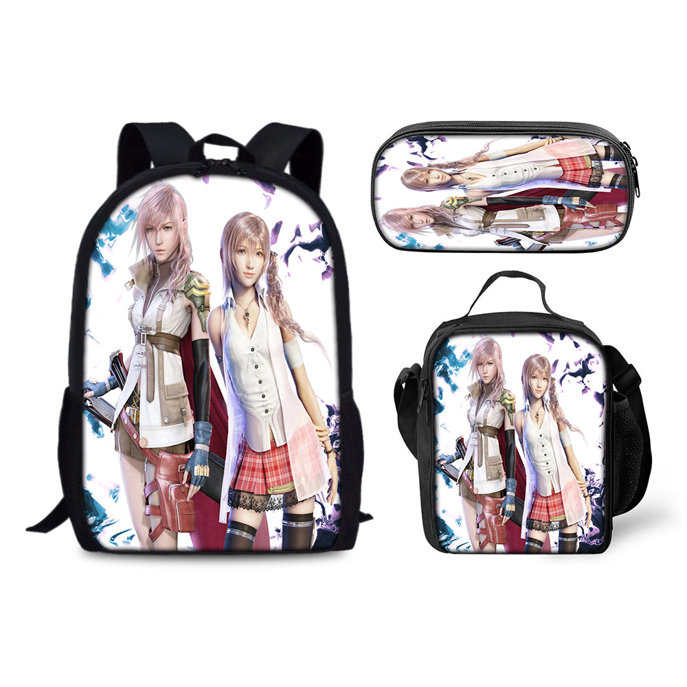 Final Fantasy Schoolbag Backpack Lunch Bag Pencil Case 3pcs Set Gift for Kids Students