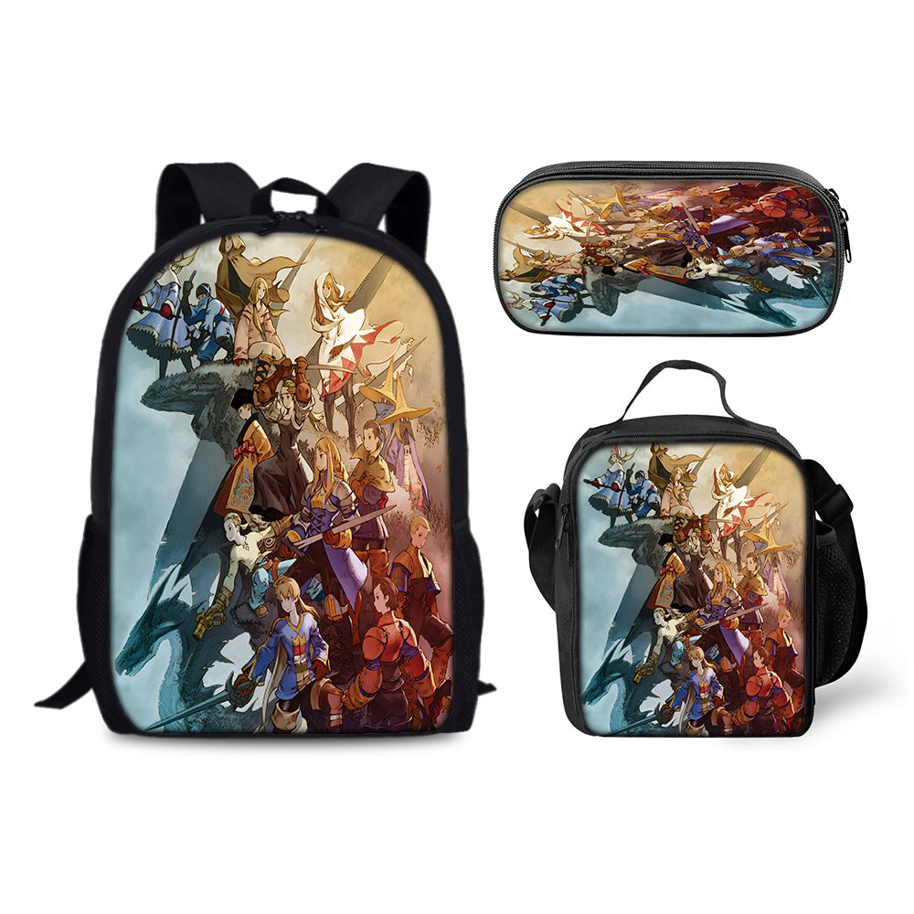 Final Fantasy Schoolbag Backpack Lunch Bag Pencil Case 3pcs Set Gift for Kids Students