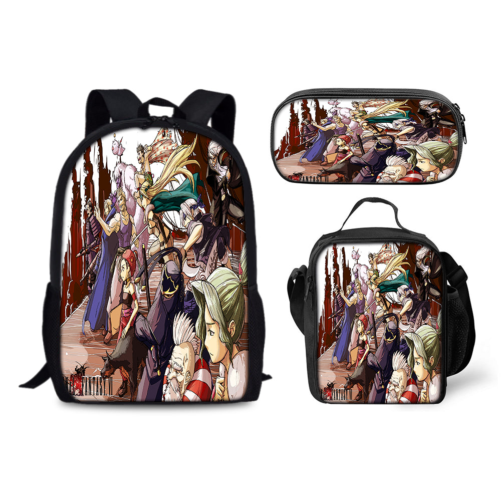 Final Fantasy Schoolbag Backpack Lunch Bag Pencil Case 3pcs Set Gift for Kids Students