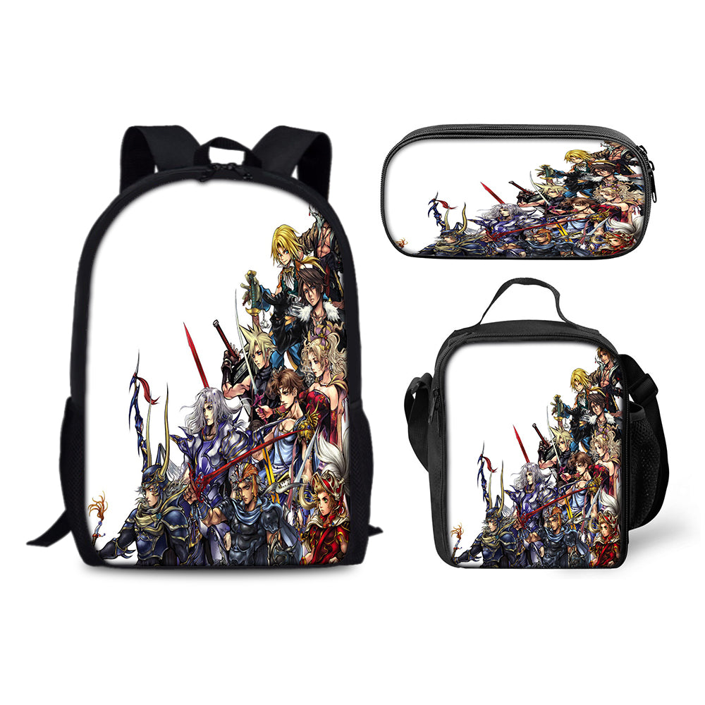 Final Fantasy Schoolbag Backpack Lunch Bag Pencil Case 3pcs Set Gift for Kids Students