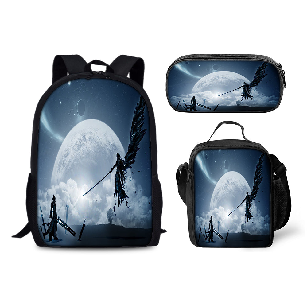 Final Fantasy Schoolbag Backpack Lunch Bag Pencil Case 3pcs Set Gift for Kids Students