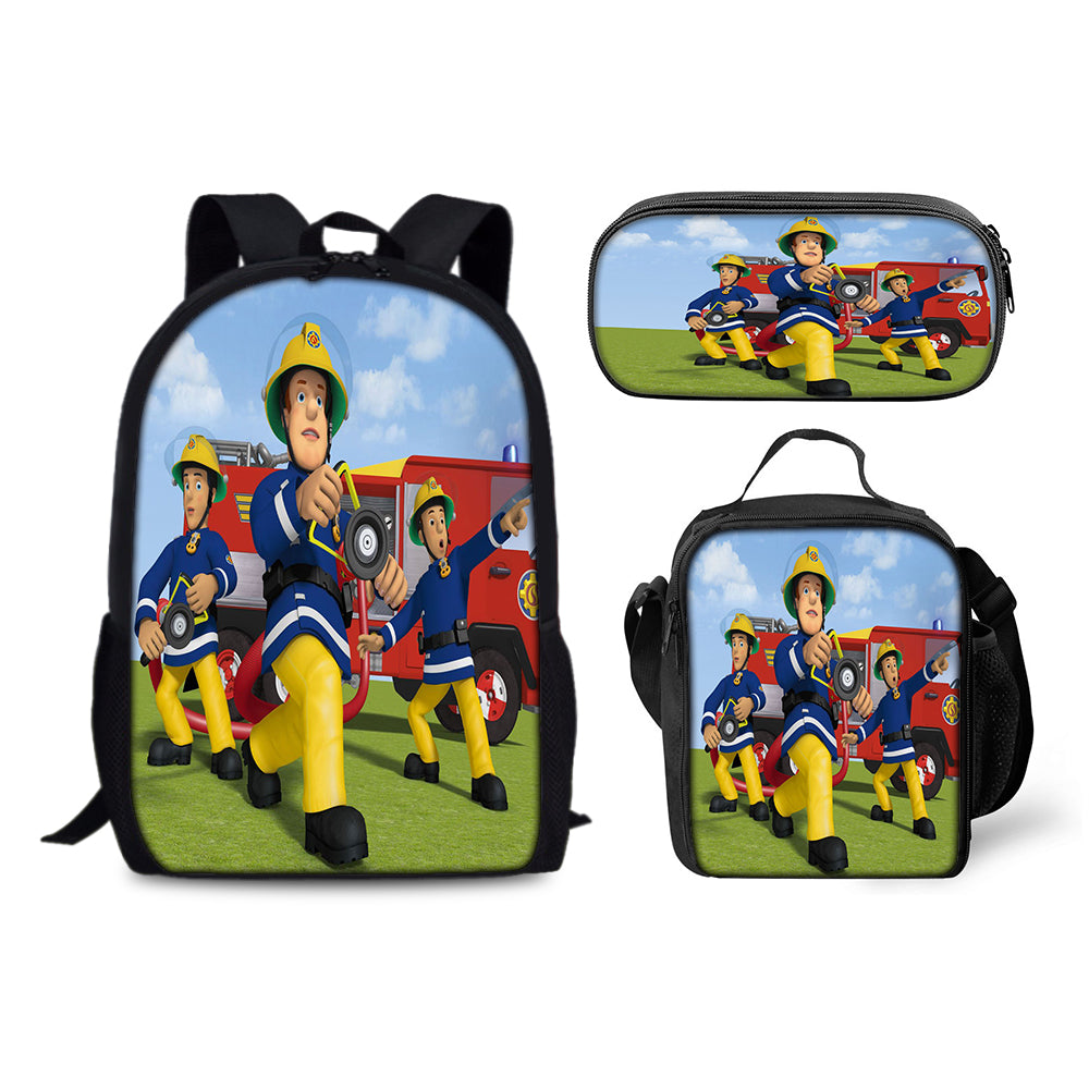 Fireman Sam Schoolbag Backpack Lunch Bag Pencil Case Set Gift for Kids Students