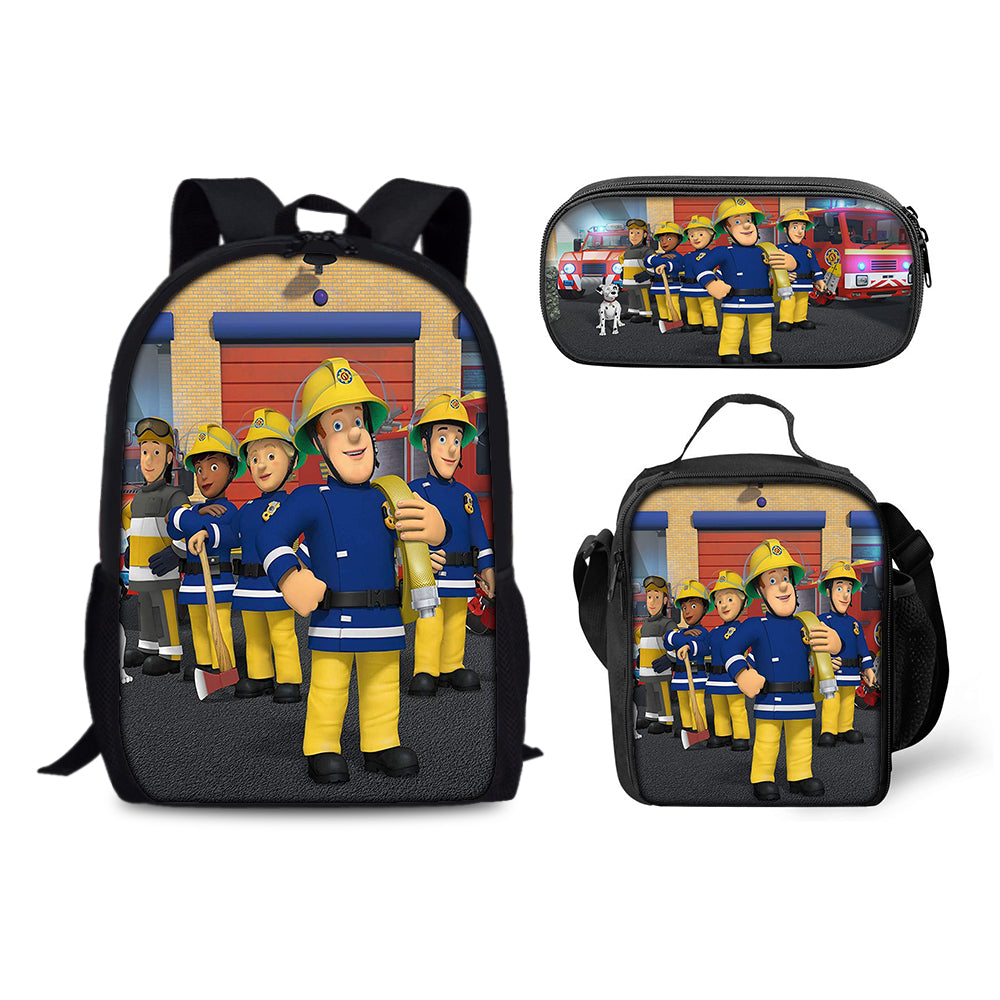 Fireman Sam Schoolbag Backpack Lunch Bag Pencil Case Set Gift for Kids Students
