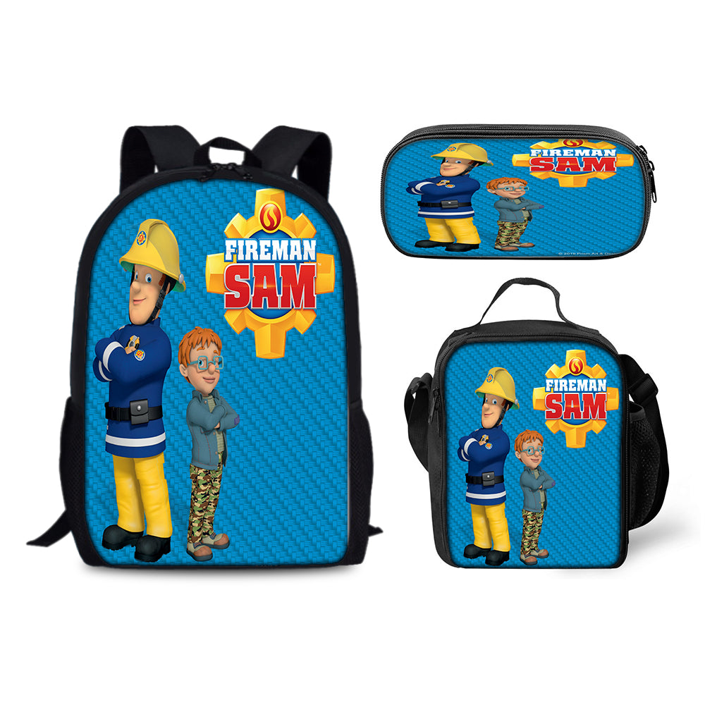 Fireman Sam Schoolbag Backpack Lunch Bag Pencil Case Set Gift for Kids Students