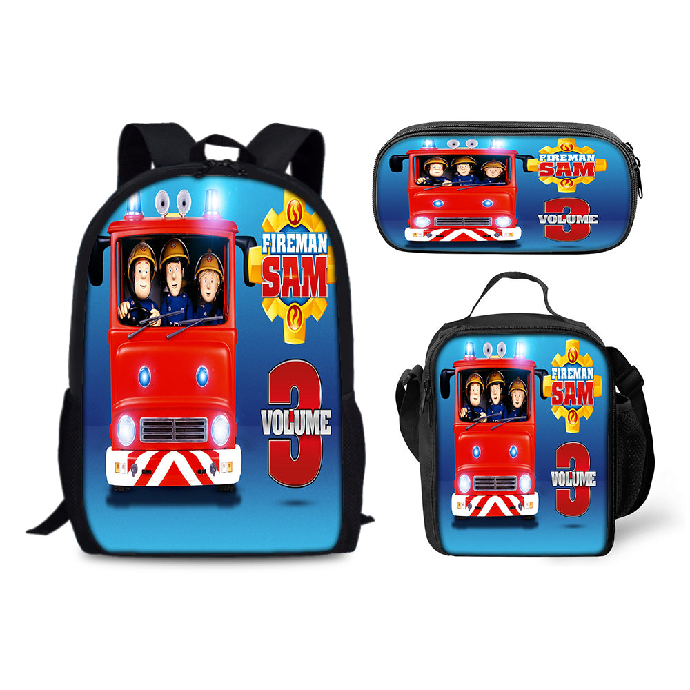 Fireman Sam Schoolbag Backpack Lunch Bag Pencil Case Set Gift for Kids Students