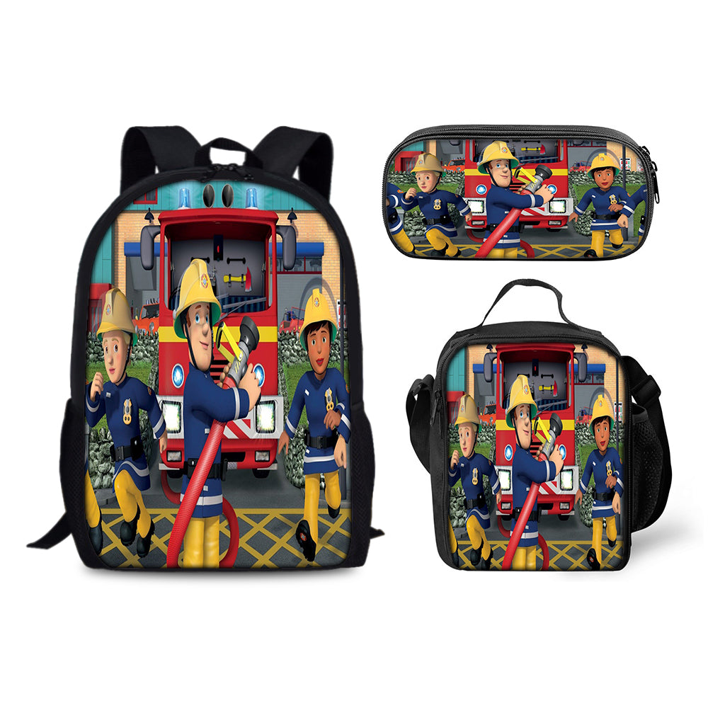 Fireman Sam Schoolbag Backpack Lunch Bag Pencil Case Set Gift for Kids Students