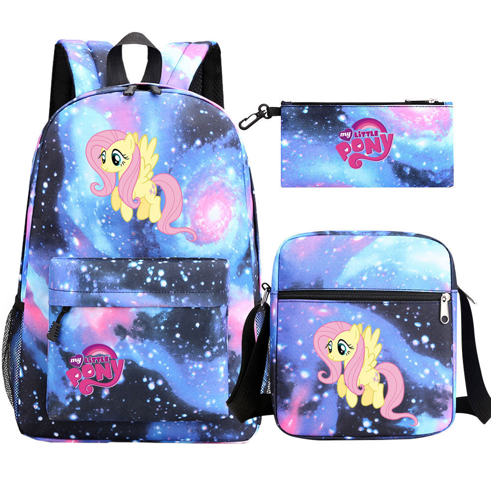 My Little Pony Fluttershy SchoolBag Backpack Shoulder Bag Book Pencil Bags 3pcs Set