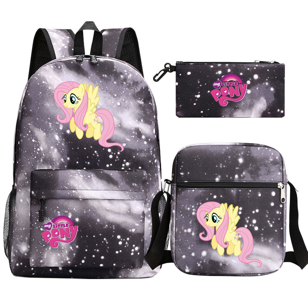 My Little Pony Fluttershy SchoolBag Backpack Shoulder Bag Book Pencil Bags 3pcs Set