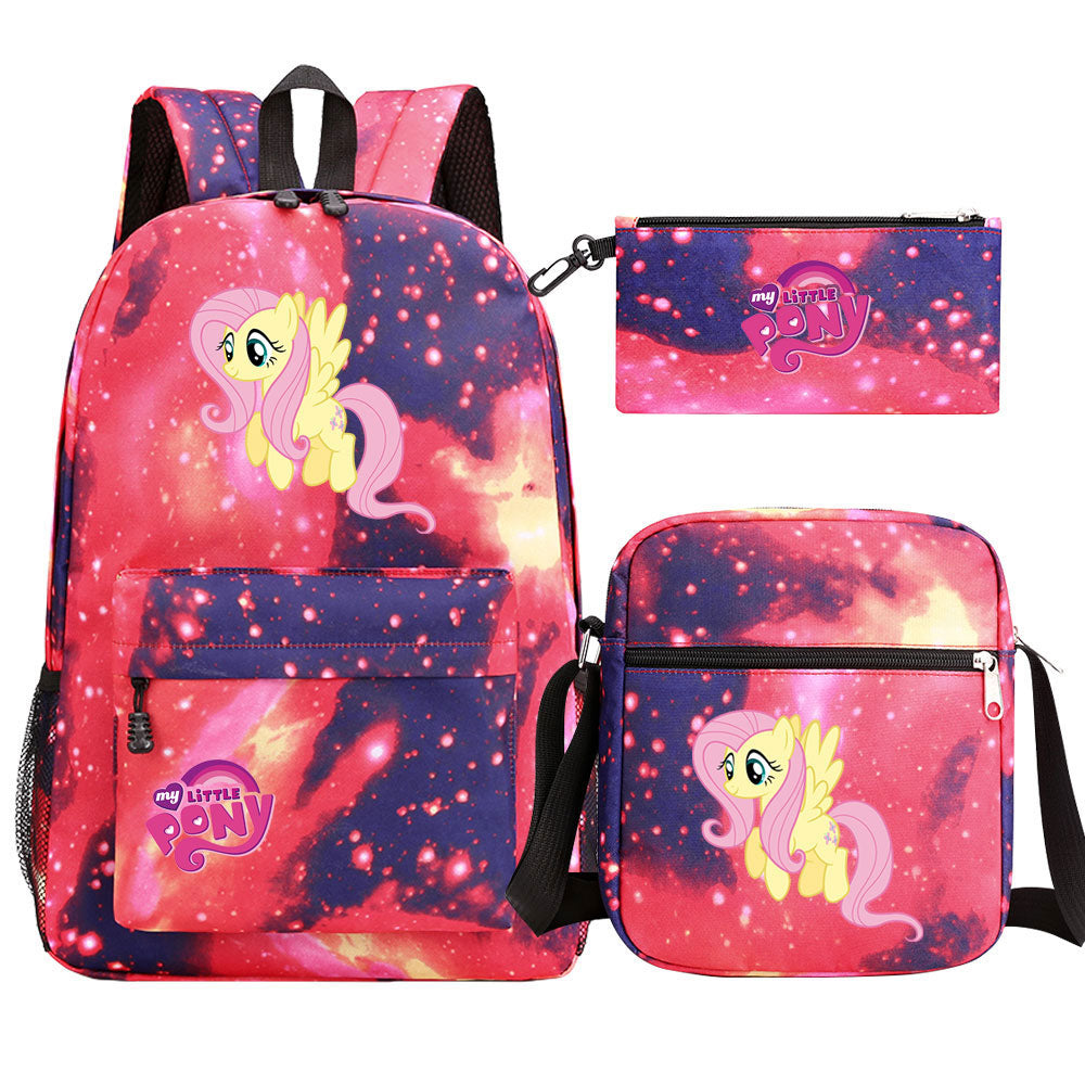 My Little Pony Fluttershy SchoolBag Backpack Shoulder Bag Book Pencil Bags 3pcs Set