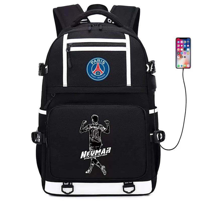 Football Neymar USB Charging Backpack School NoteBook Laptop Travel Bags