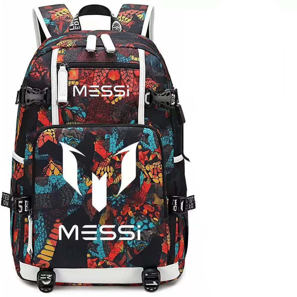 Football Lionel USB Charging Backpack School NoteBook Laptop Travel Bags