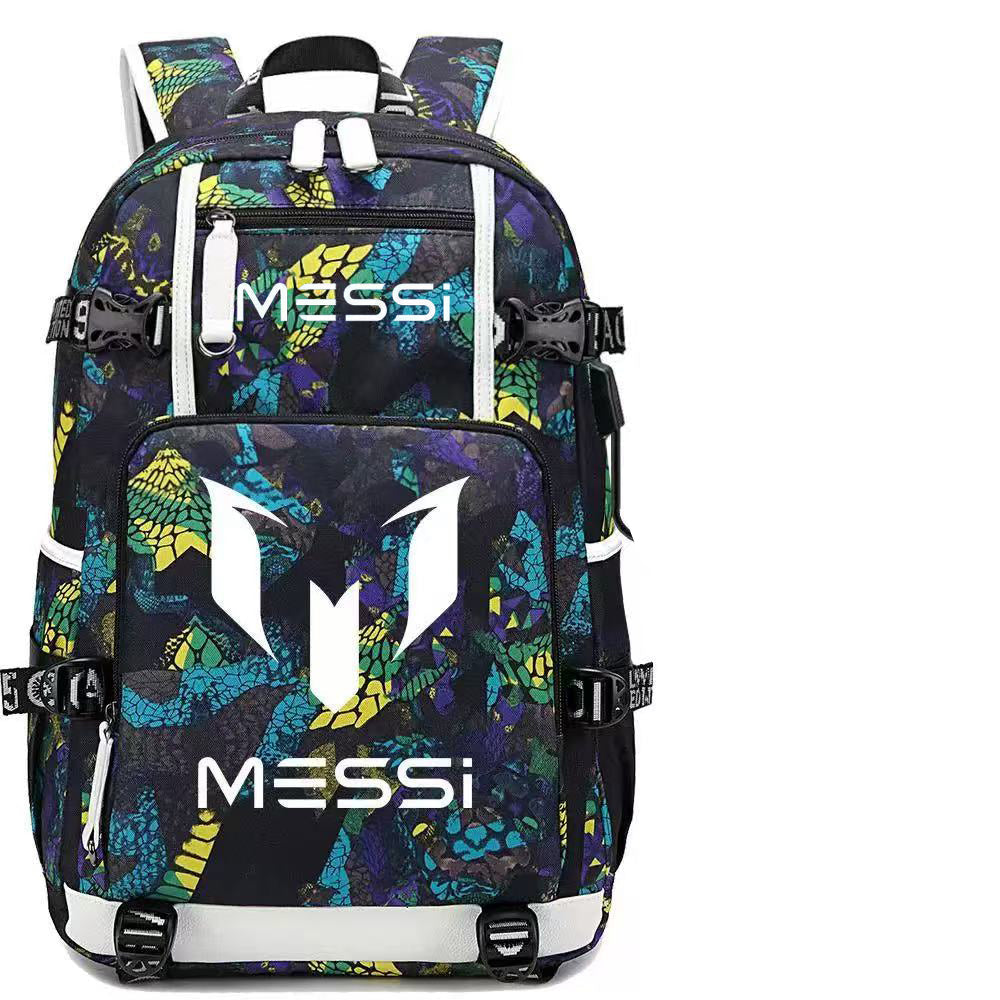 Football Lionel USB Charging Backpack School NoteBook Laptop Travel Bags