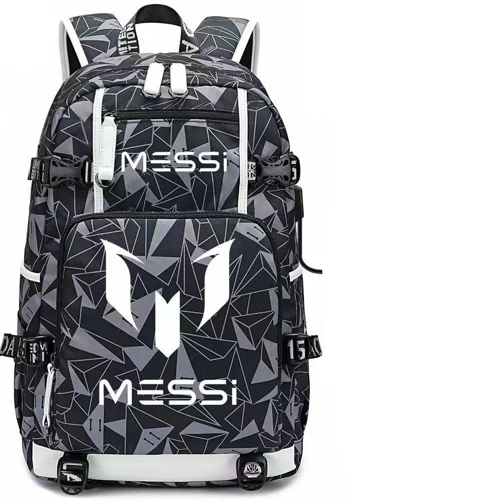 Football Lionel USB Charging Backpack School NoteBook Laptop Travel Bags