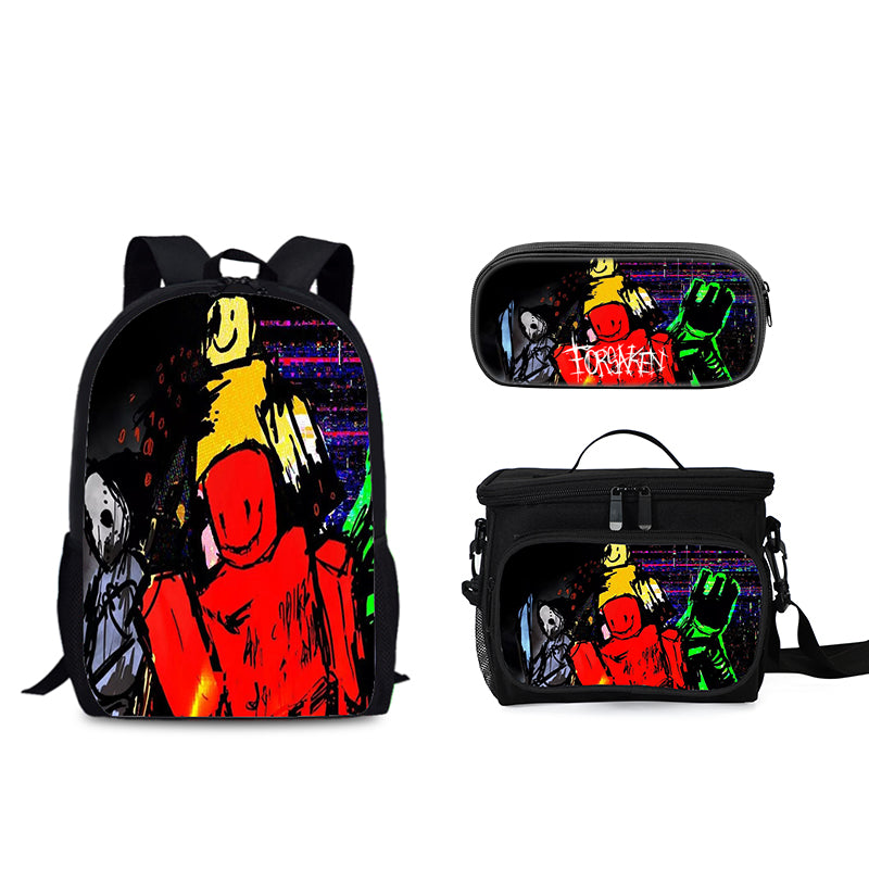 Forsaken Roblox Schoolbag Backpack Lunch Tote Pencil Case 3pcs Set Gift for Kids Students