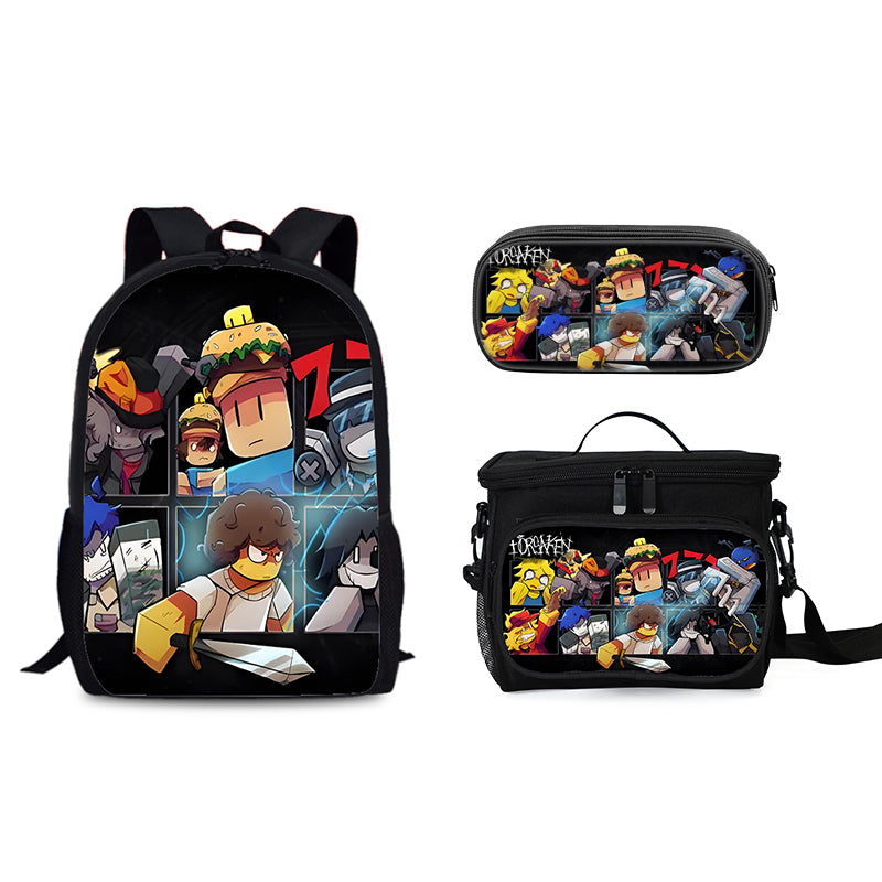 Forsaken Roblox Schoolbag Backpack Lunch Tote Pencil Case 3pcs Set Gift for Kids Students