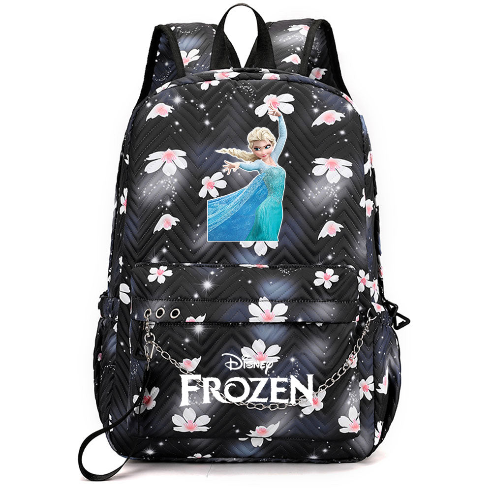 Frozen Elsa Anna USB Charging Backpack Schoolbag Notebook Bag Gifts for Kids Students