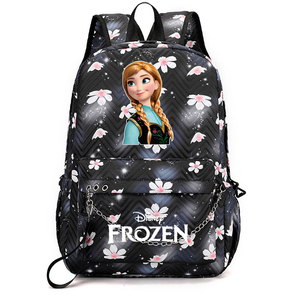 Frozen Elsa Anna USB Charging Backpack Schoolbag Notebook Bag Gifts for Kids Students