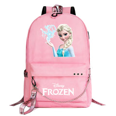 Frozen Elsa Anna USB Charging Backpack Schoolbag Notebook Bag Gifts for Kids Students