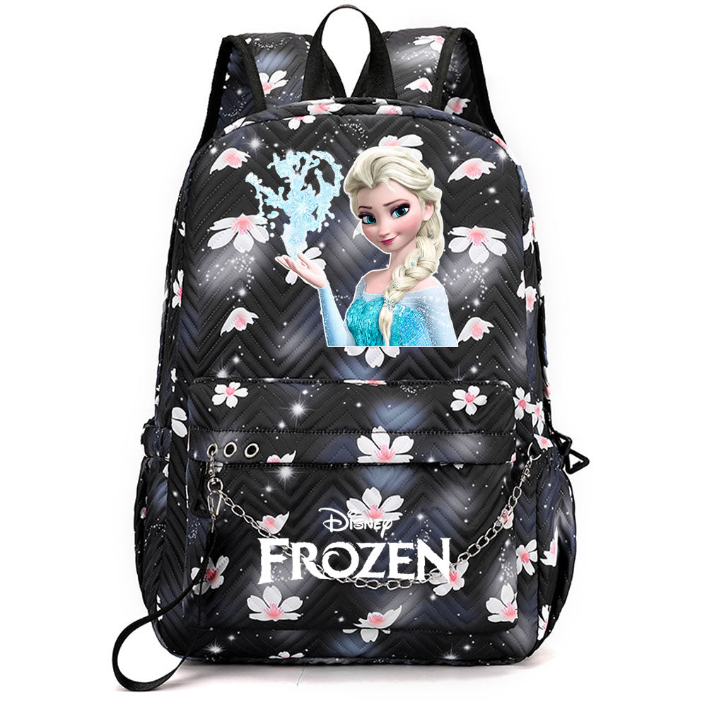 Frozen Elsa Anna USB Charging Backpack Schoolbag Notebook Bag Gifts for Kids Students