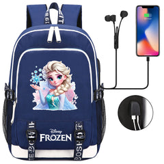 Frozen Elsa USB Charging Backpack School Note Book Laptop Travel Bags