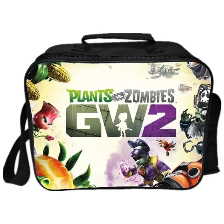 Game Plants VS Zombies PU Leather Portable Lunch Box School Tote Storage Picnic Bag