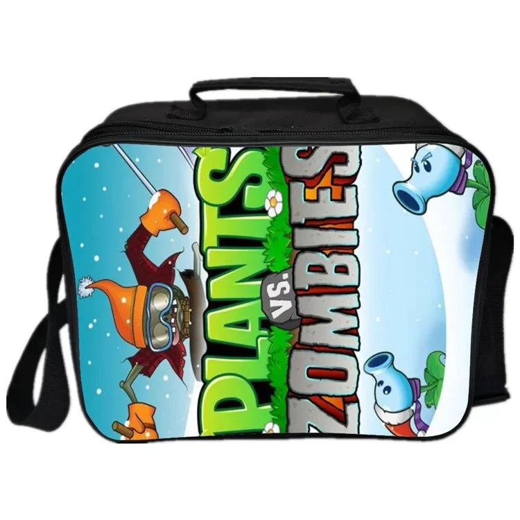 Game Plants VS Zombies PU Leather Portable Lunch Box School Tote Storage Picnic Bag
